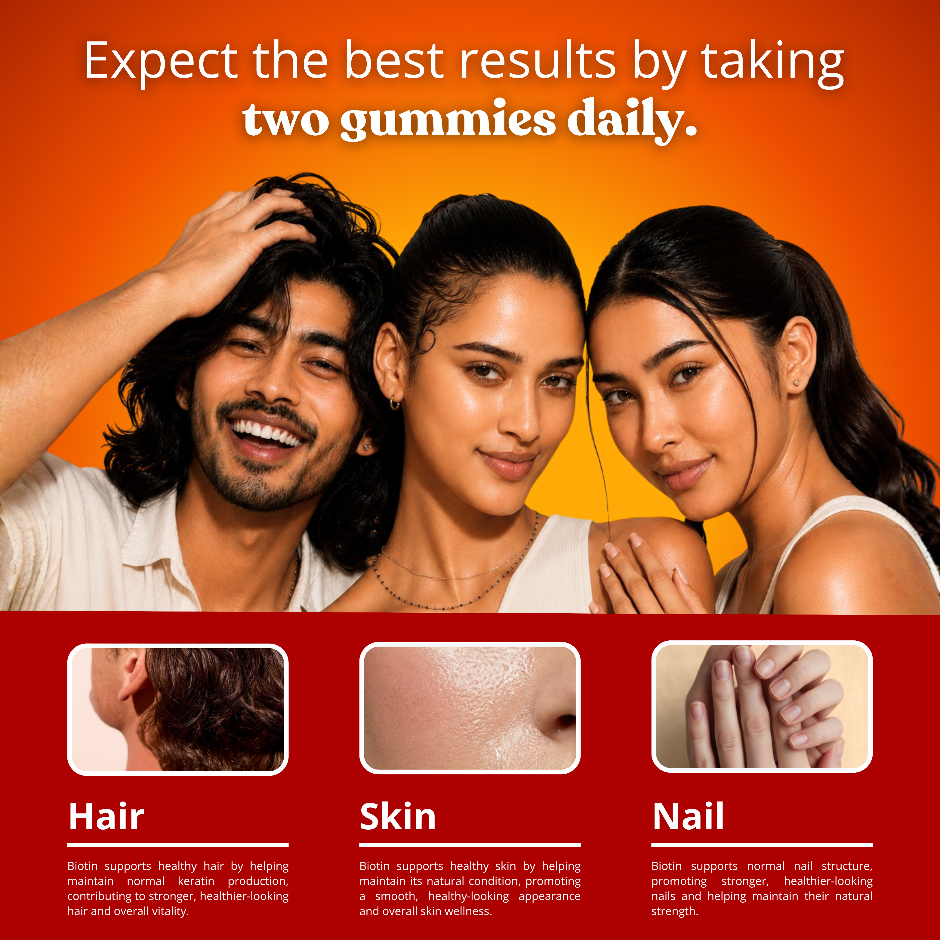 Biotin Gummies for Hair, Skin & Nails